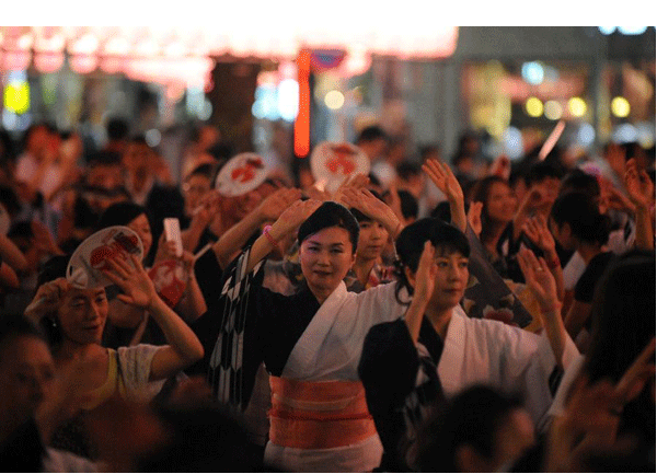 Japanese traditional Bon Festival celebrated in Tokyo