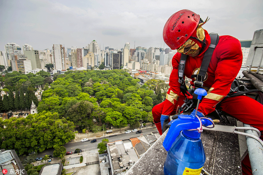 Superheroes cheer up sick children in Sao Paulo