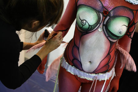 Art Body Painting Contest In Central Madrid