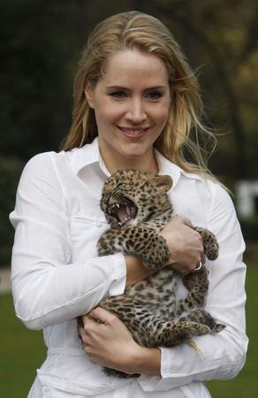 Chinese Leopard cubs meet the press