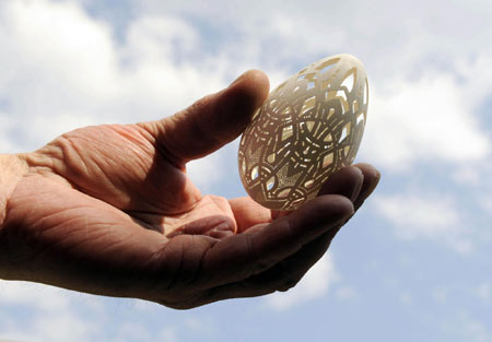 Drilled Easter eggs in displayed in Slovenia