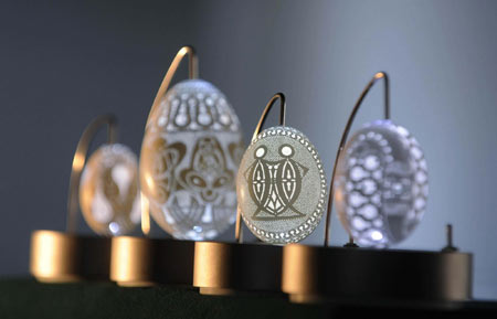 Drilled Easter eggs in displayed in Slovenia