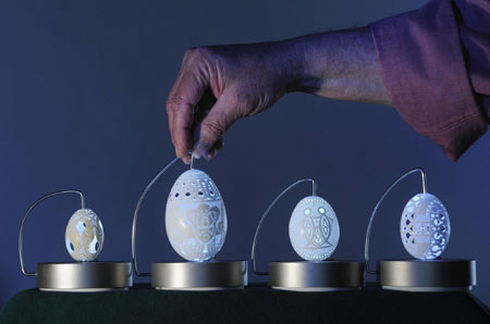 Drilled Easter eggs in displayed in Slovenia