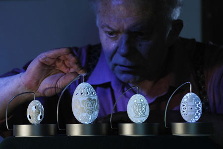 Drilled Easter eggs in displayed in Slovenia