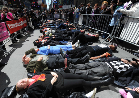 Anti-gun demonstration held at NY's Times Square