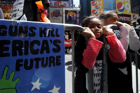 Anti-gun demonstration held at NY's Times Square
