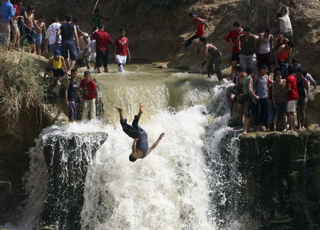 Water fun at Wadi El-Rayan depression, Egypt