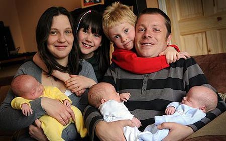 Mother gives birth to identical triplets at odds of 150,000 to one