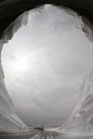 Tunnel comes out of snow stack