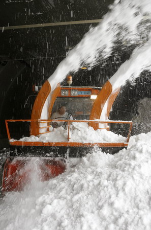 Tunnel comes out of snow stack