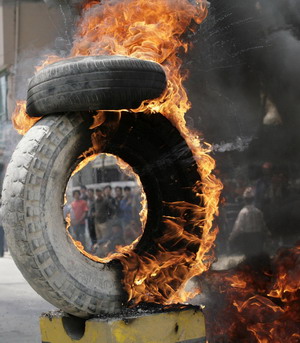 Strikers vandalize vehicles in Nepali capital