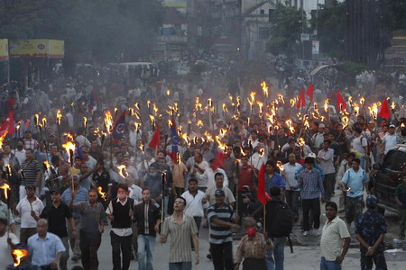 Strikers vandalize vehicles in Nepali capital