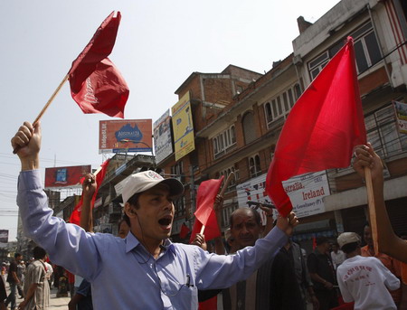 Strikers vandalize vehicles in Nepali capital