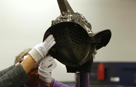 Pompeii gladiator's helmet on show in Melbourne