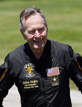 Bush celebrates 85th by skydiving over Maine