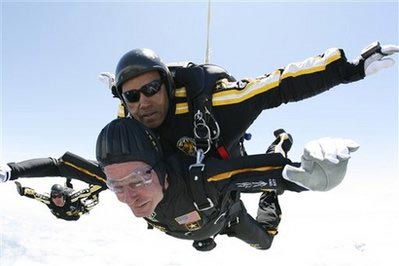 Bush celebrates 85th by skydiving over Maine