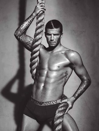 David Beckham shoots ads for Armani underwear