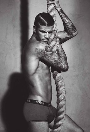 David Beckham shoots ads for Armani underwear