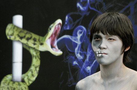 Anti-smoking body painting