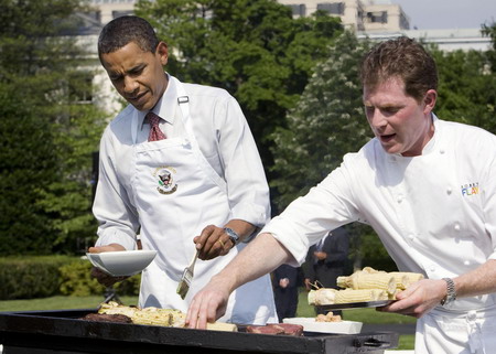 Chef-executive Obama's barbeque time