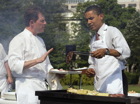 Chef-executive Obama's barbeque time