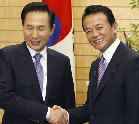 Aso, Lee meet for co-op on DPRK nuke threat