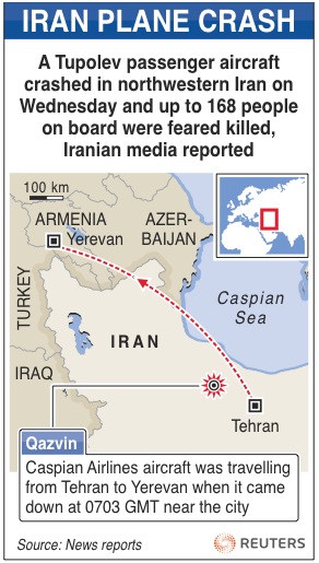 168 people killed in Iran plane crash