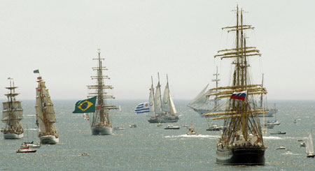 Tall Ship festival Parade of Sail in Halifax harbour