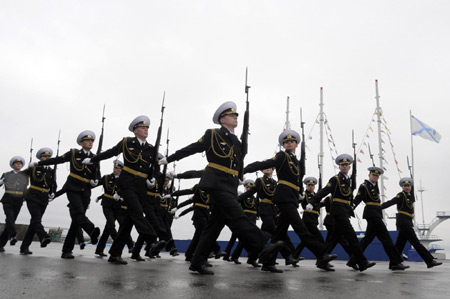 Russian seamen celebrate Navy Day