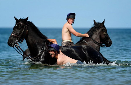 British cavalry's beachside training