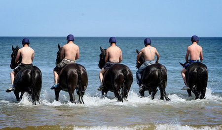 British cavalry's beachside training