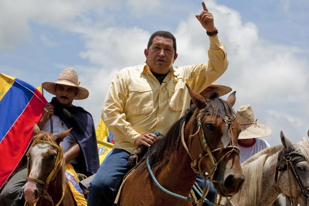 Venezuela's President rides horse during weekly broadcast