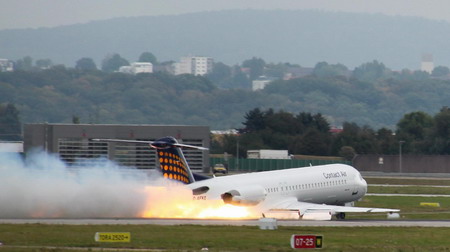 Jet makes emergency foam landing at German airport
