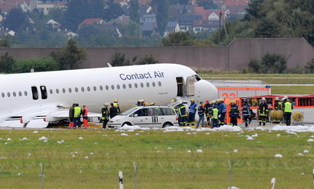 Jet makes emergency foam landing at German airport