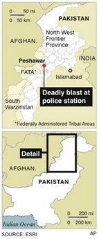 Bomb kills 11 at Pakistan mosque, police station