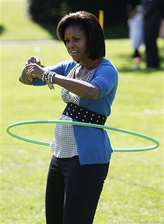 Michelle Obama hula-hooping for health