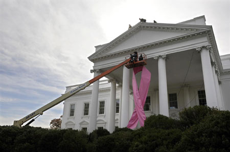 White House gets pink ribbon for breast cancer awareness