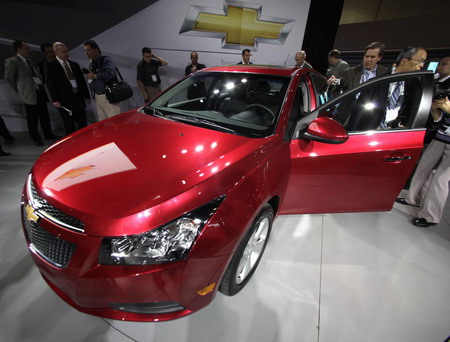 The Chevy Cruze is displayed at the LA AUTO SHOW in Los Angeles ...