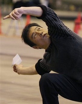 Paper airplane virtuoso tests record aloft