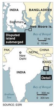 Disputed isle in Bay of Bengal disappears into sea