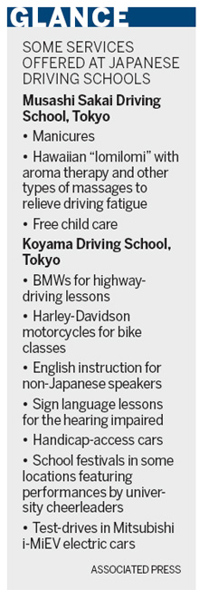 Japanese driving schools rev up with BMWs, manicures