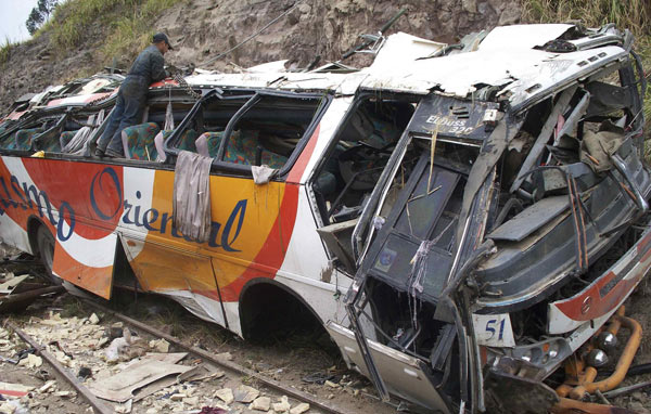 Ecuador bus crash kills 38 in highlands, 12 hurt
