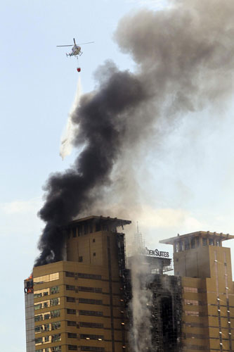 Massive fire hits S. Korean high-rise