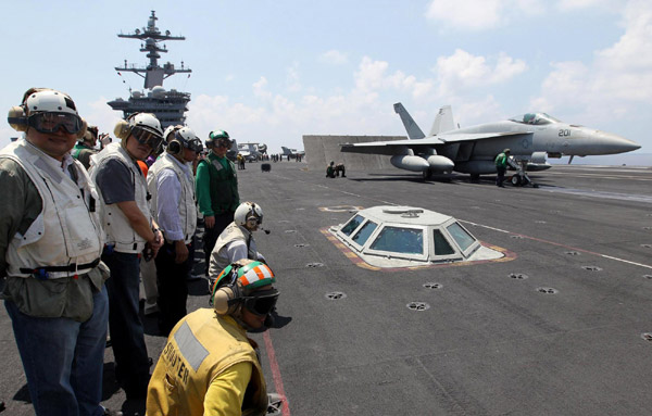America shows off warship that buried bin Laden