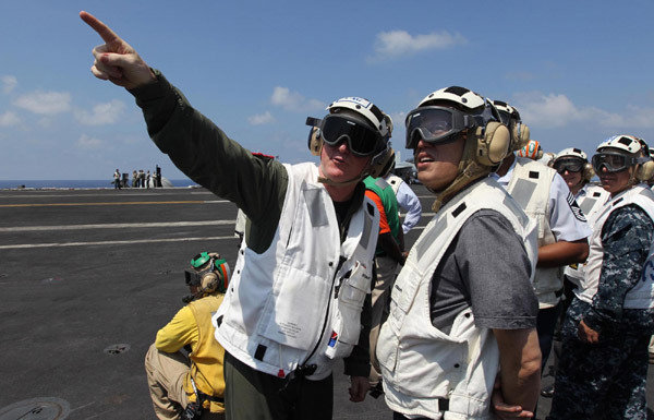 America shows off warship that buried bin Laden