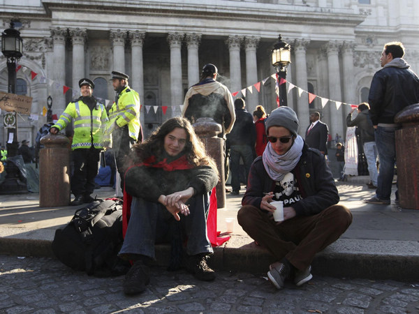 London protesters camp out to show anger