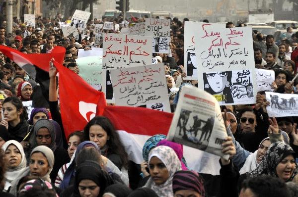 Women march in Cairo to protest violence
