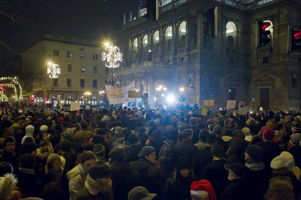 Hungarians protest against new constitution