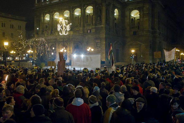 Hungarians protest against new constitution