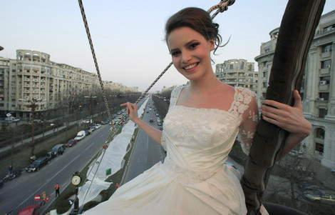 Wedding dress with world's longest tail